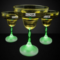 60 Day Green LED Imprintable Margarita Glass w/ Spiral Stem